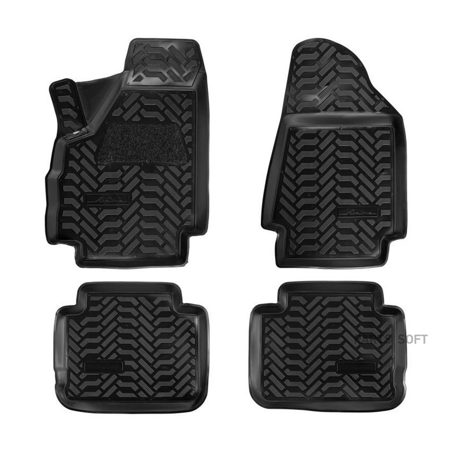 Коврики салона для а/м ВАЗ 2121 полимерный черный "AIRLINE" (высок. борт, подпятник.) (4 шт.) - AIRLINE None None